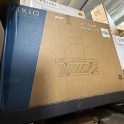 VIKIO 36" 500 CFM Convertible Island Range Hood In Stainless Steel with 4 LED Lights ,Gesture Control and Carbon Filters