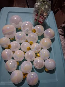 Iridescent White Christmas Ball Ornaments Set