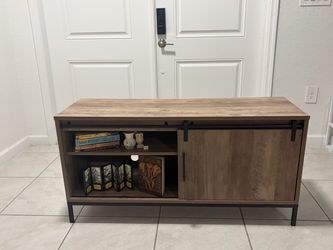 Rustic Wood TV Stand with Sliding Barn Door