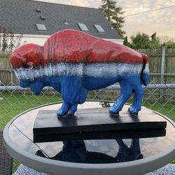 Red, White And Blue Buffalo Statue