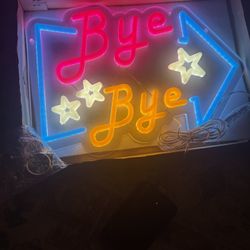 Neon Led Sign “Bye Bye” , Dimmable, 14*10 Inch 