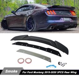3PCS WICKER BILL HIGHKICK TRUNK SPOILER WING FOR FORD MUSTANG GT COUPE 2015-2022