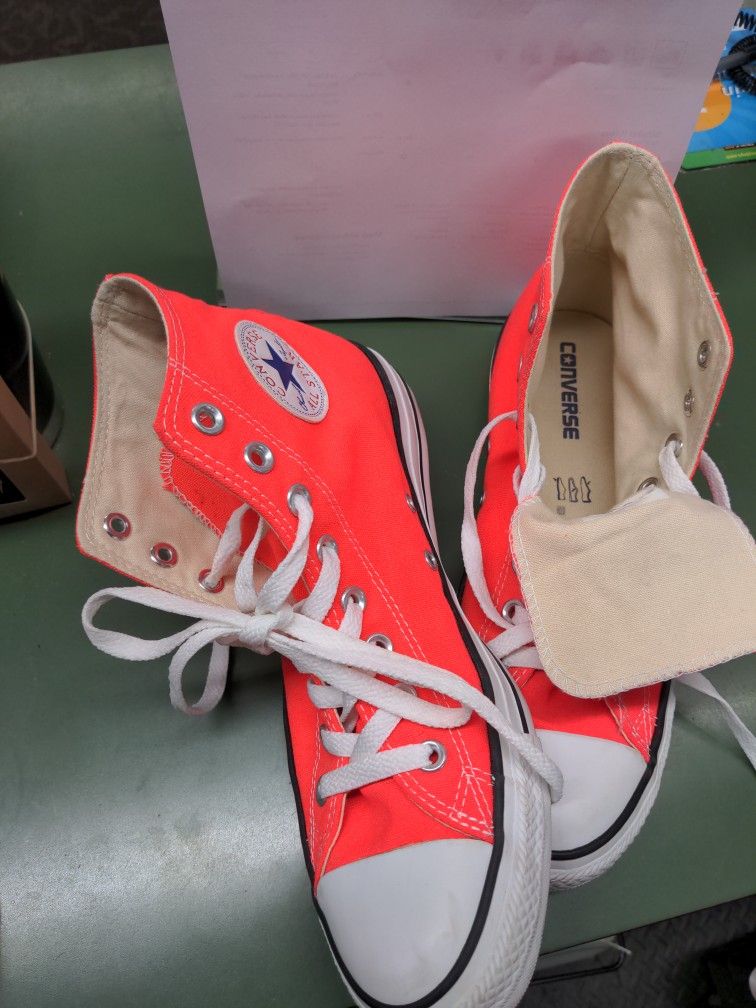 Converse Chuck Taylor All Star High Top Sneaker Orange Mens 8 Woman 10