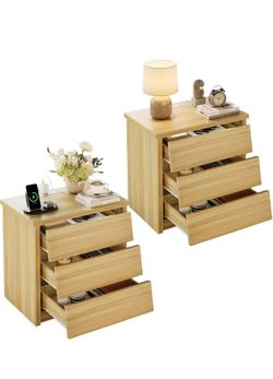 Set of two nightstands with charger station. Brand new in box.