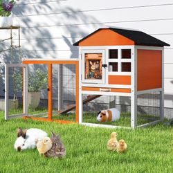 Outdoor Wooden Rabbit Hutch with Run