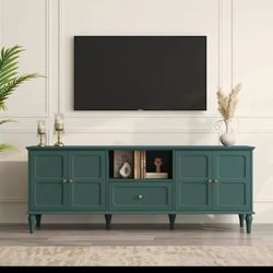 67'' Mid-Century Modern TV Stand with Storage Drawer and Doors, Long TV Stand with Adjustable Shelves for 75 Inch TV for Living, 250028