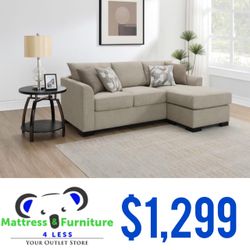 Storey Upholstered Sleeper Sectional Chaise Sofa Camel