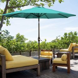 Outdoor 9 Feet Aluminum Market  Umbrella with Crank and Push Button Tilt for Patio, Garden, Deck, Backyard, Pool - No Base