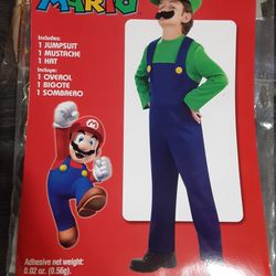 Super Mario Bros Luigi Nintendo Halloween Costume Youth Kids Child Boys Size XL 14-16 Teen