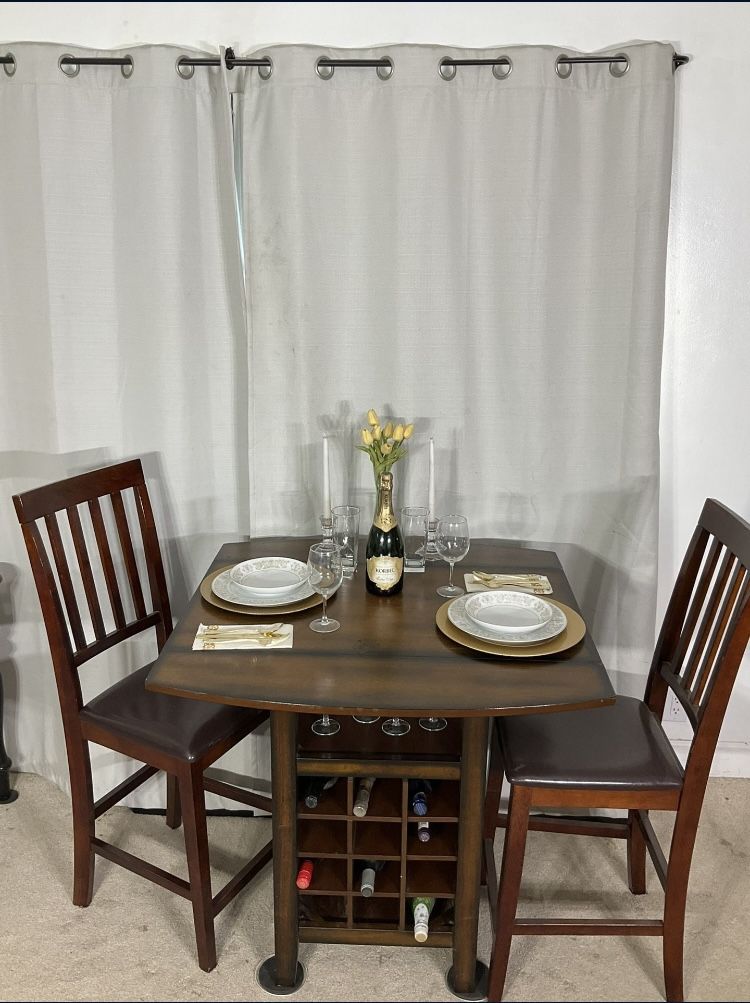 SPACE SAVER Drop Leaf High Table & 2 Stools