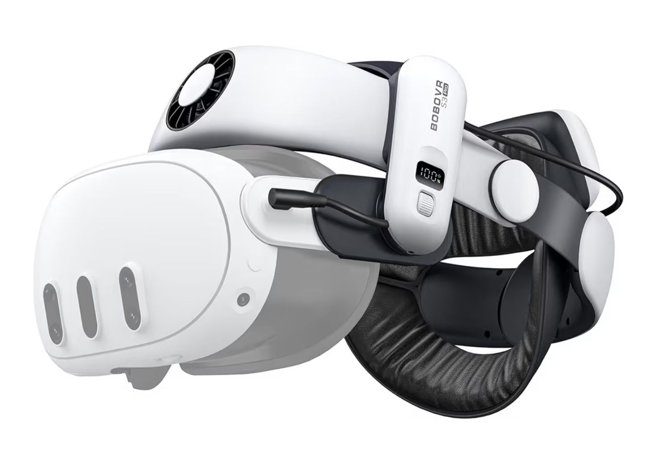 BOBOVR S3 Pro Battery Strap Accessories,Head Air Cooling System and 10000mah Hot-swappable Battery Pack,Compatible with Meta Quest 3/Quest 3S