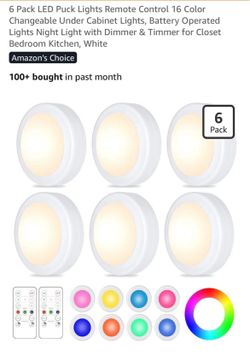 Six pack wireless light pucks – color changing with remote