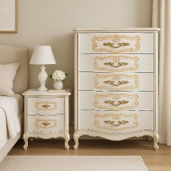 French Provincial Chest & Nightstand Set – Gorgeous Updated Finish 
