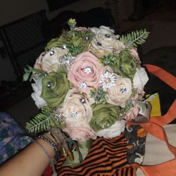 Sage and Pink  Quinceanera Bouquet