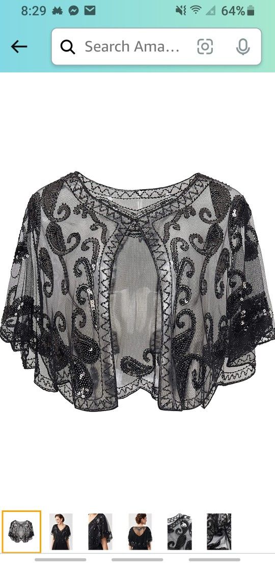 BABEYOND 1920s Shawl Wraps Sequin Beaded Evening Cape Bridal Shawl Bolero Flapper Cover Up

