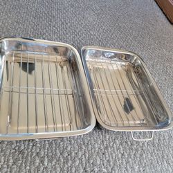 New Stainless Steel Tray Set Of 2 Pcs