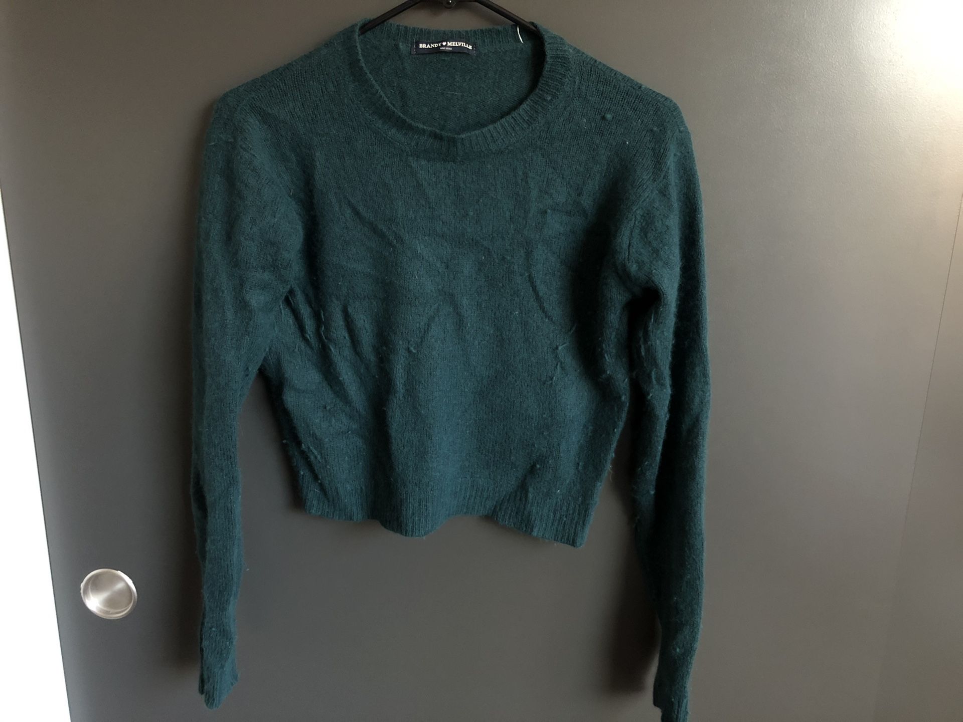 Brandy Melville Green Crop Sweater