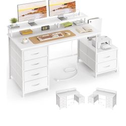 All White Pre Built 52inch Computer Desk