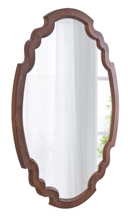 Scalloped wood wall mirror