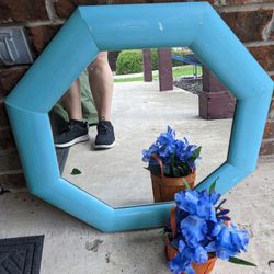 Mirror Wood Frame 22" And Small Basket