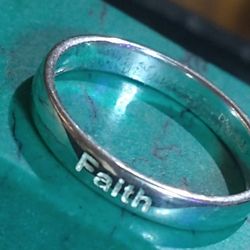 * FAITH *  STERLING BAND RING *(FAITH)* SIZE 6.5. (R-69811)