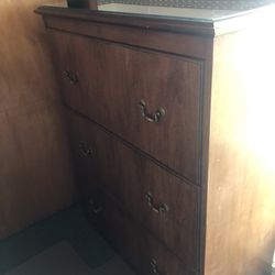 Solid oak File Cabinet With Matching Cabinet