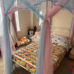 Twin bed canopy style (canopy Curtains Included And Mattress)