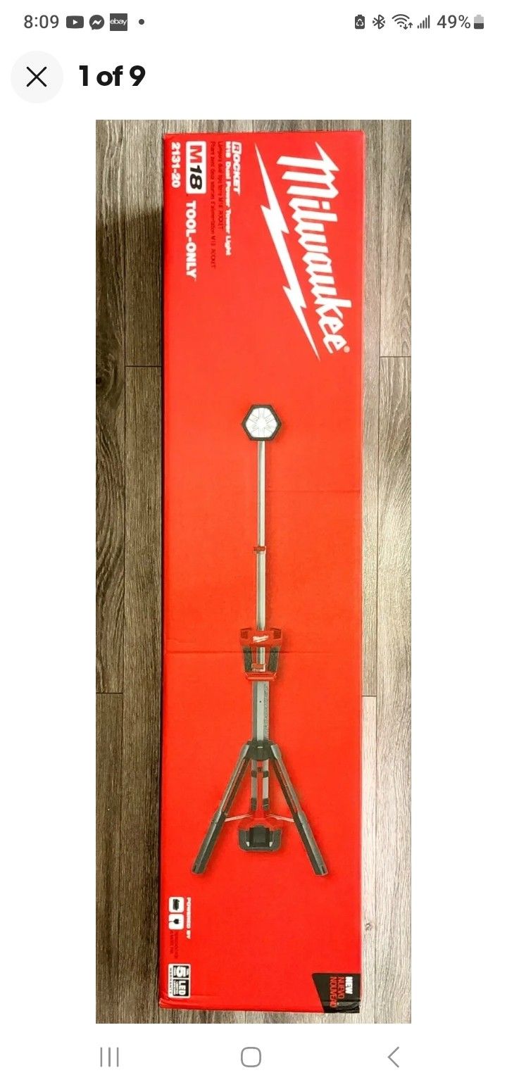 Milwaukee
M18 18-Volt Lithium-Ion Cordless Rocket Dual Power Tower Light (Tool-Only)
,New