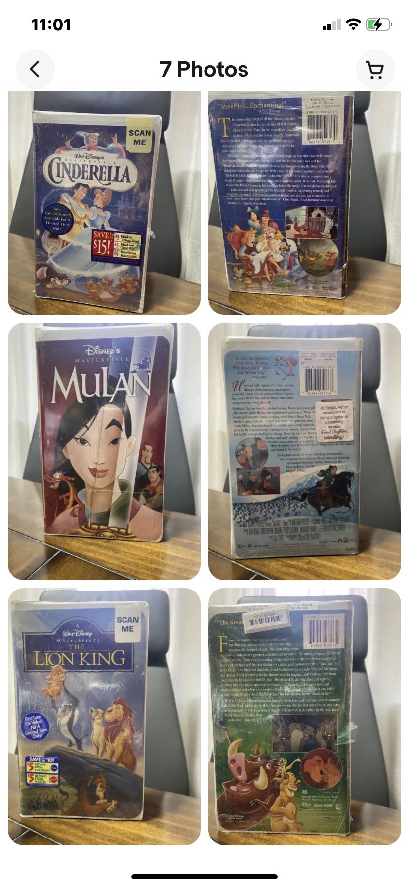 Three New VHS Movies Cinderella, Mulan, Lion King