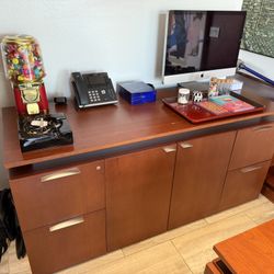 Exquisite 64″×24″ Krug Vestrada Credenza — Light Cherry with File Storage: 