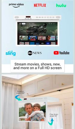 SYLVOX 15.6 inch Smart TV for Kitchen, Under Cabinet TVs, Small Television
1080P FHD, 12V DC AC Powered, Rotated & Folded Save Space, Google OS, for K
