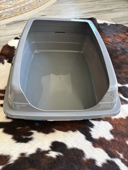 Large Gray Plastic Cat Litter Box