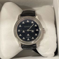 Gucci Watch G-Timeless YA126286 Black Onyx Automatic Men’s Watch Box & Papers