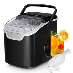 Countertop Ice Maker Machine, 8 Ice Cubes In 6 Mins, 26lb/Day Ice With 2 Sizes- Portable Mini, Energy Saving & Basket/Scoop For Home/Party/Travel/Camp