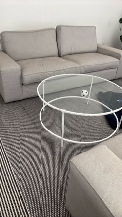 Round Glass Coffee Table White Metal Frame