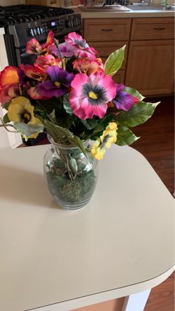 Small vase of Faux Flowers