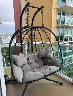Double Egg Swing Chair with Stand