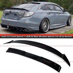 18-22 Homda Accord Gloss Black Trunk Spoiler + Rear Window Roof Visor