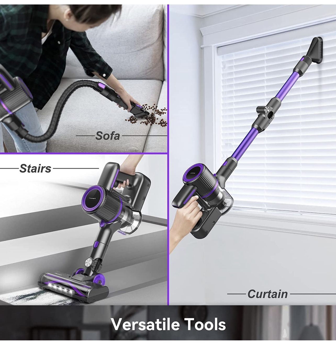 POWEART Cordless Vacuum Cleaner with 30Kpa Powerful Suction, 350W