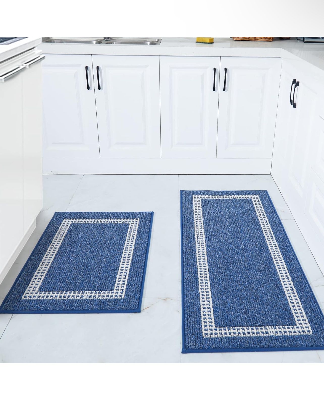 Brandnew  Kitchen Rugs Non-Slip 20x30/20x48 Inch Thick Polypropylene Standing Mat for Home Machine Washable, Blue