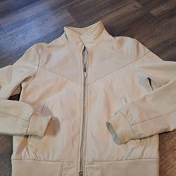 Womens Nike Geoff Hollister Lambskin Leather Jacket Sz L 