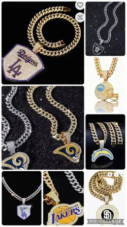 Dodgers, Padres, Lakers, Chargers, Rams Raiders Silver Or  24” Gold Plated Chain