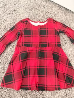 Girls Red Plaid Long Sleeve Dress