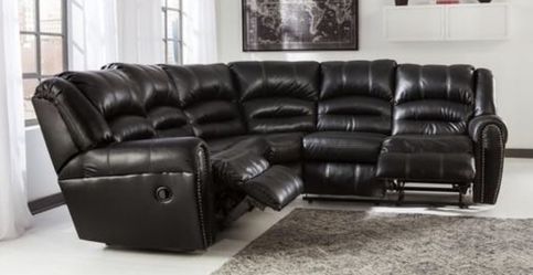 New Black Leather Recliner Sectional! Same day deals on couch/loveseat!