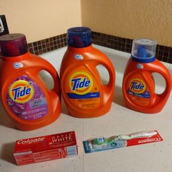 Tide Bundle 2 Tide 92 Oz 1 Tide 37 Oz 1 Colgate And Brush Firm Español También Firmes