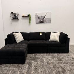 Black Modular Sectional Couch - Free Delivery 