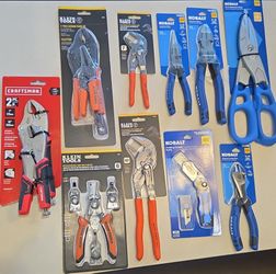 Brand New In Package Klein, Craftsman, Kobalt Verious Hand Tools. Pilers, Vise Grips, Wrenches, Cutters. All 10 Pieces for $75. Very Fair Price.