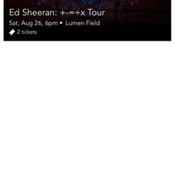 2 Ed Sheeran Tickets Floor Seats 