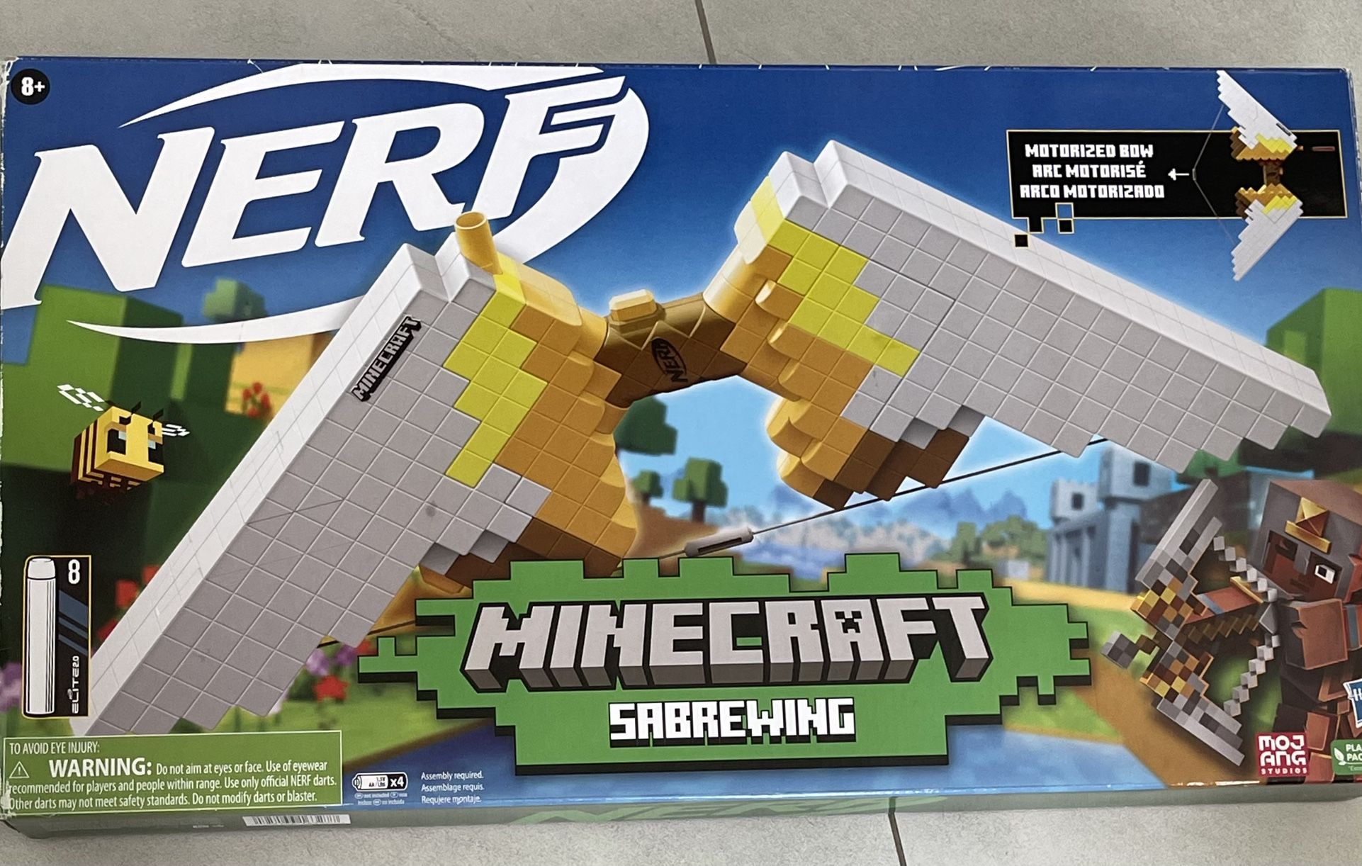 New Nerf Minecraft Sabrewing Motorized Blaster Bow with 8 Elite Darts and 8-Dart Clip
