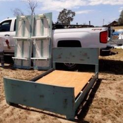 Bedroom Set Bed Frame With Side Rack Size Full And Two Door Shelf Light Up Solid Wood In Good Condition 